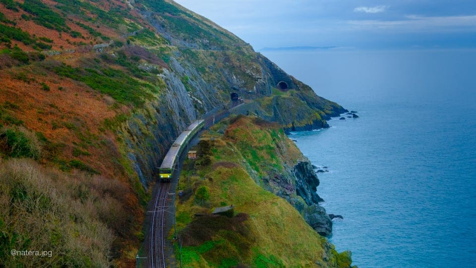 A train exiting a tunnel